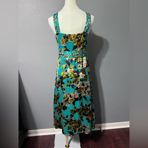 Womens Monsoon Green Floral Silk Blend Vintage Y2k Midi Slip Dress Sz 8 UK 6 US. - Picture 2 of 12